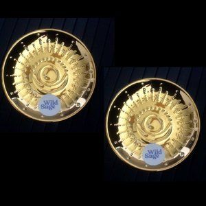 2 brand new Wild Sage Cassidy "Golden" Glam Small Round Vanity Trinket Trays